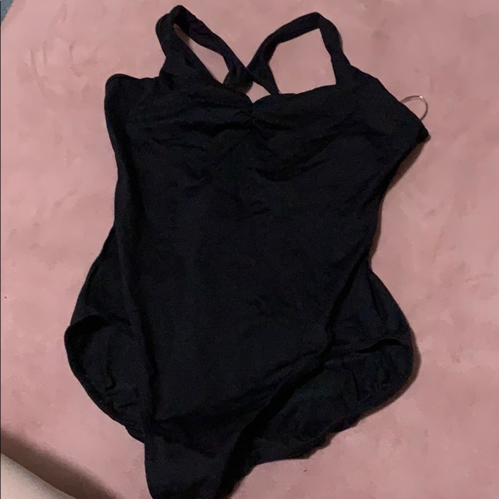Black strappy leotard